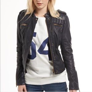 NWT Superdry quilted real leather Moto jacket $498