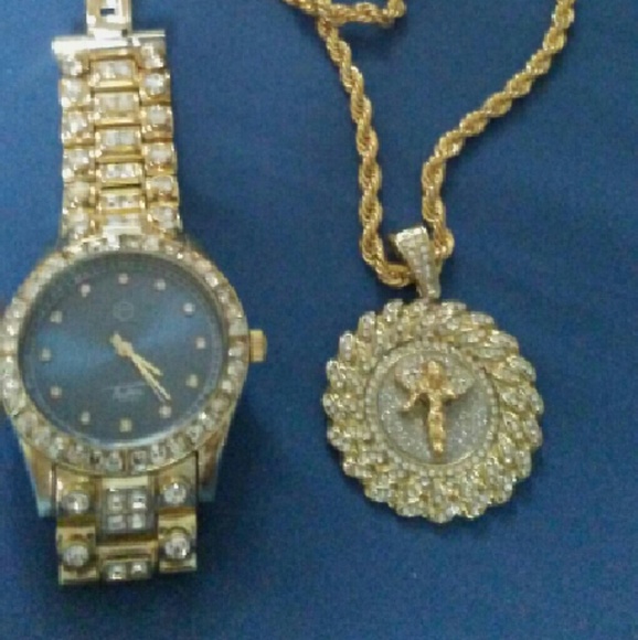 Gold Watch & Necklace(18k)