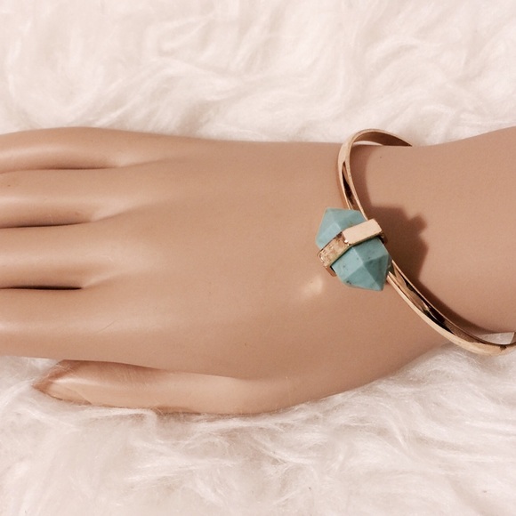 Marida Gold Plated Cuff Bracelet Turquoise Stone - Picture 2 of 4