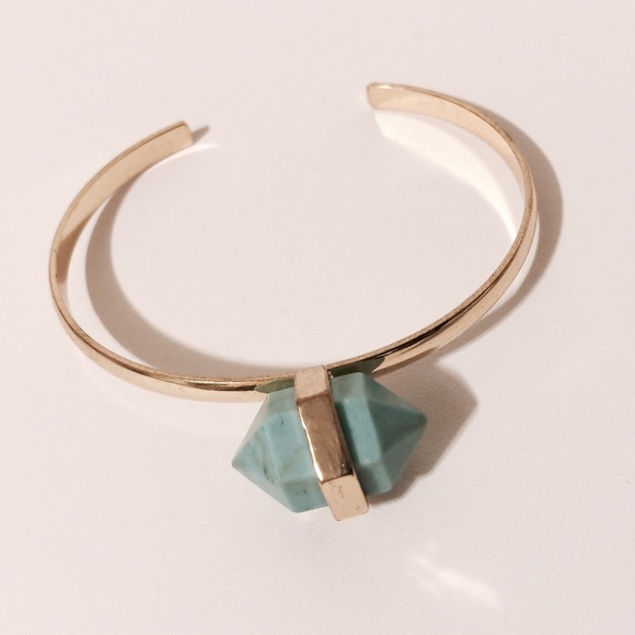 Marida Gold Plated Cuff Bracelet Turquoise Stone - Picture 4 of 4