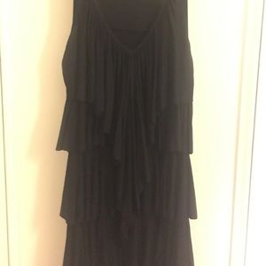 Black v-neck ruffle dress
