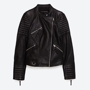 Zara 'Trafaluc' Leather Jacket with Zippers
