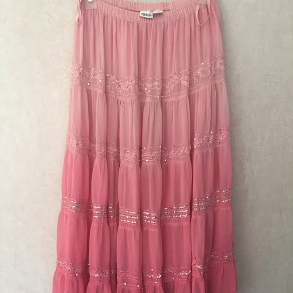 Long pink fade ombré gypsy skirt