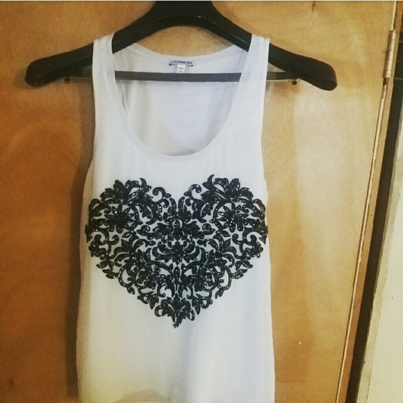 EXPRESS White Blouse with Heart Design