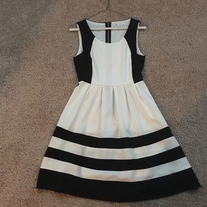 Black & white striped mini dress.