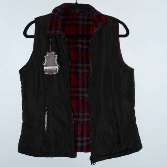 NWT Black & Flannel reversible vest