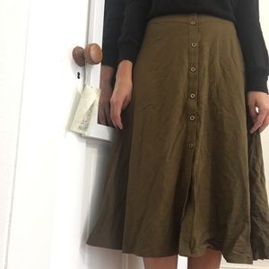F21 Button Down Midi Skirt