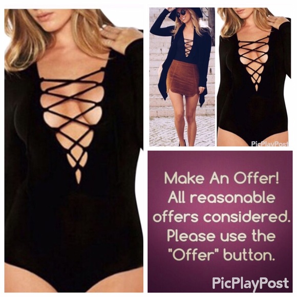 🆕🌟 Lace-Up Bodysuit