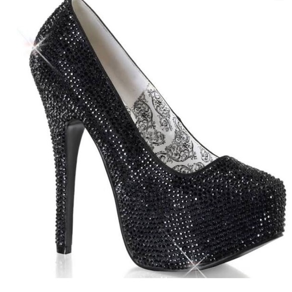 Bordello Black Rhinestone Pump