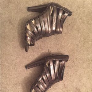 Colin Stuart gunmetal gladiator heels.