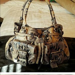 Michael Kors leather snake python hobo bag