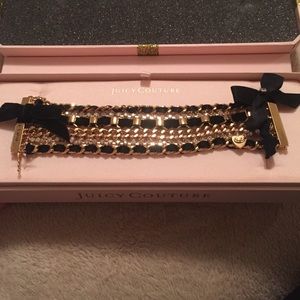 Juicy couture black & gold multi chain bracelet