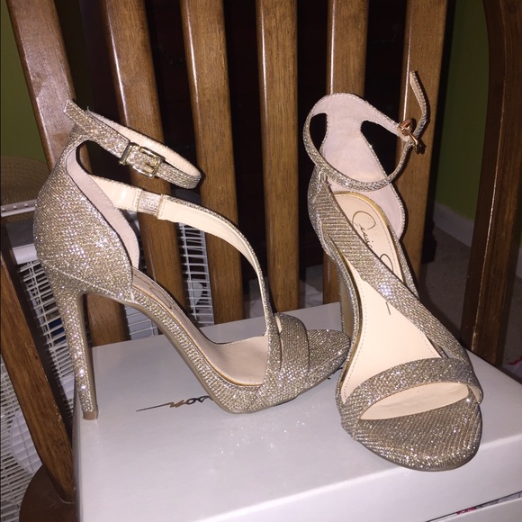 Jessica Simpson gold heels