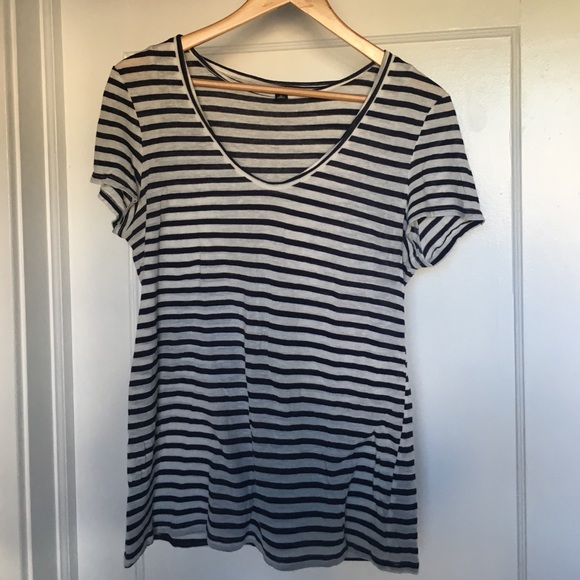 Soft Knit navy and white striped banana republic