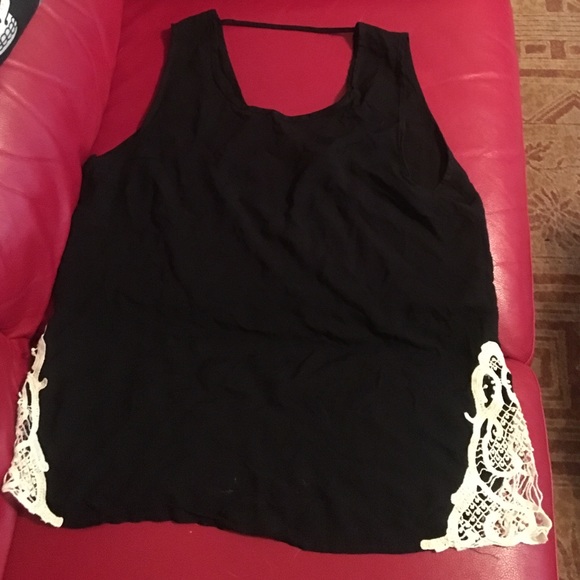 Black tank with crochet/lace sides