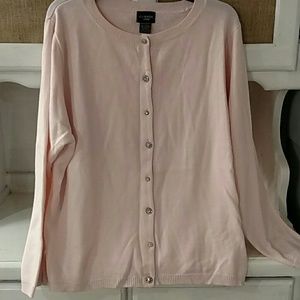 Pink cardigan with rhinestone buttons