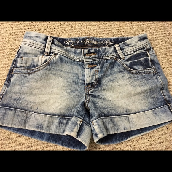 Express acid wash jean shorts