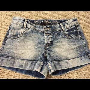 Express acid wash jean shorts