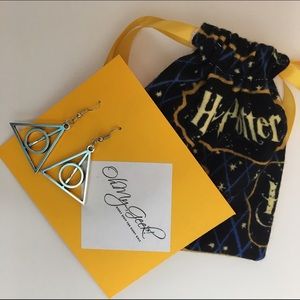 Deathly Hallows Drop Earrings and Pouch