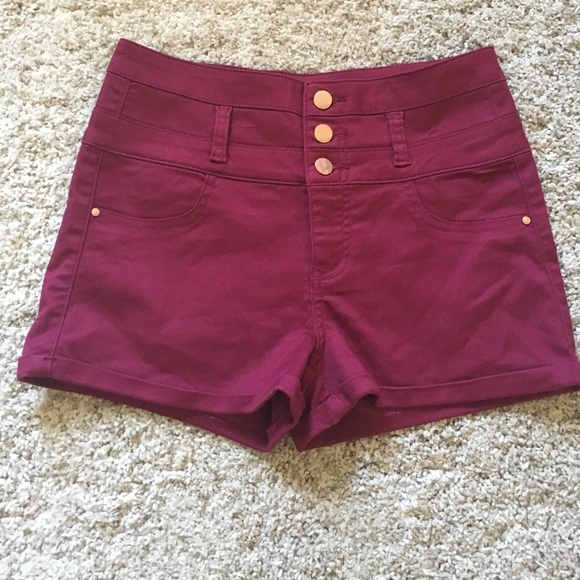 High waisted purple shorts