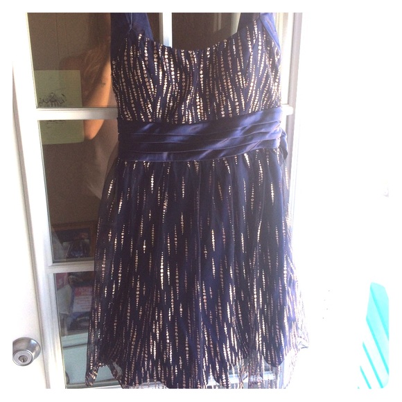 Blue and gold homecoming dress