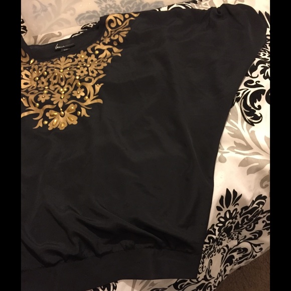 Black Lane Bryant blouse with gold decor Sz 18/20