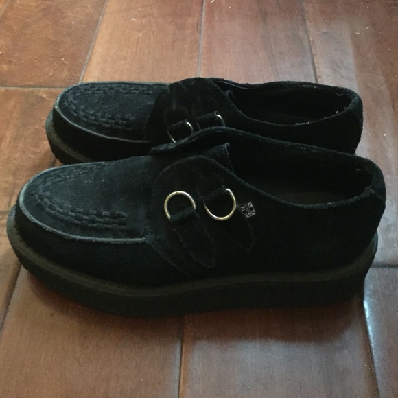 TUK platform shoes Black suede size 8 in women's