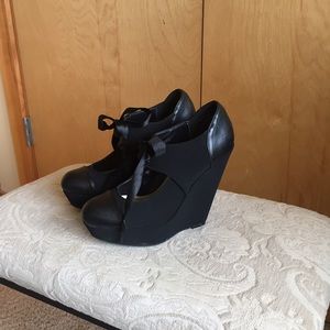 Black Velvet Wedges