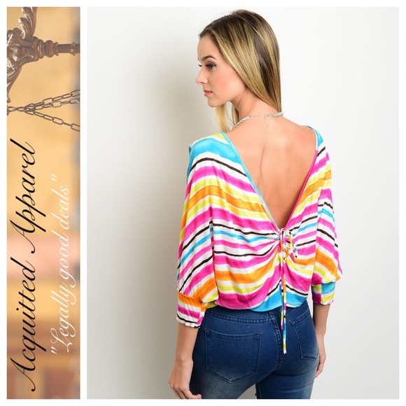 Rainbow Butterfly Tie Back Top - Picture 3 of 3