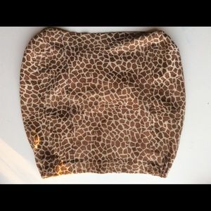 Vintage Suede Giraffe-Print Tube Top