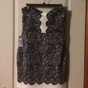 Express strapless mini lace print dress