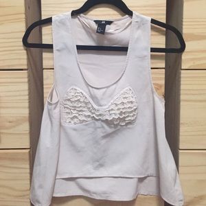 High Low Wide Cut Lace Bow Blouse