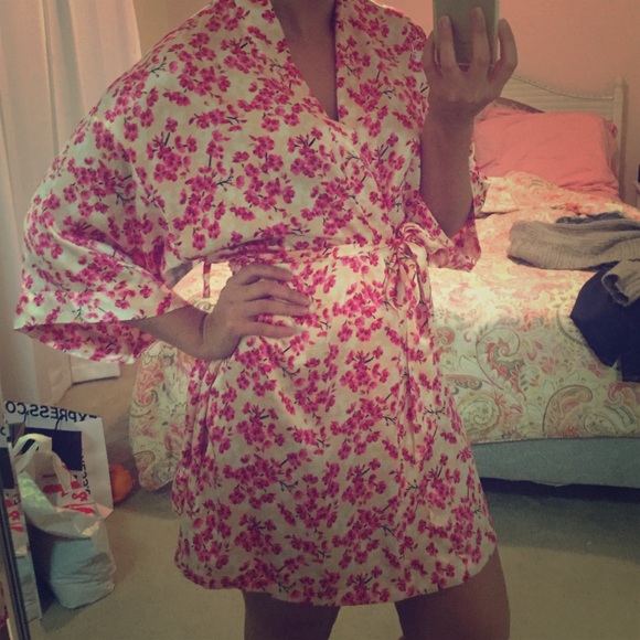 Victoria's Secret pink silk robe