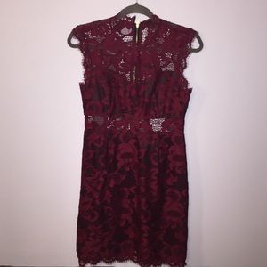 Sexy red lace dress.