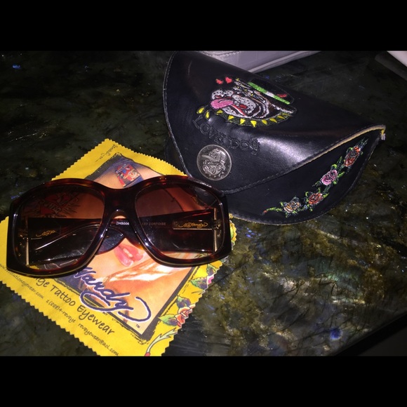 Authentic & Rare Ed Hardy Tortoise Sunglasses - Picture 2 of 4