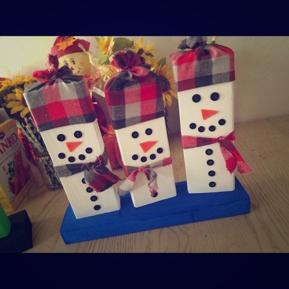 Hand painted 2x4 snowmen