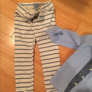 Baby GAP striped skinny jeans and chambray shirt