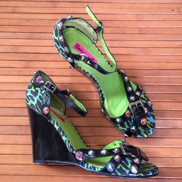 Betsy Studded Leopard Wedges