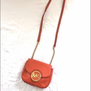 Michael Kors Fulton small orange cross body bag!