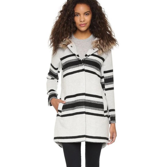 BB Dakota striped hooded coat