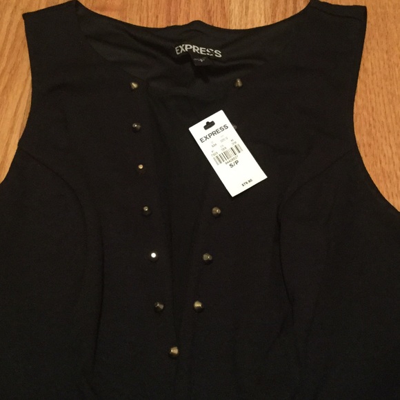 NWT Express Black Dress w/ Mesh Plunge V-Neck - Picture 2 of 2