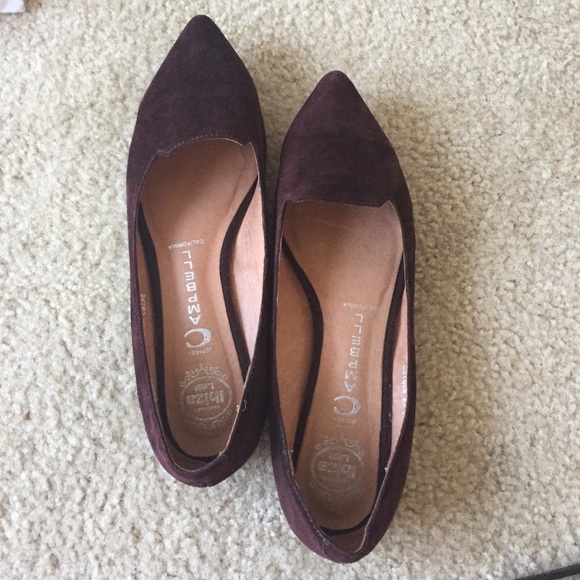Pointed toe plum colored flat