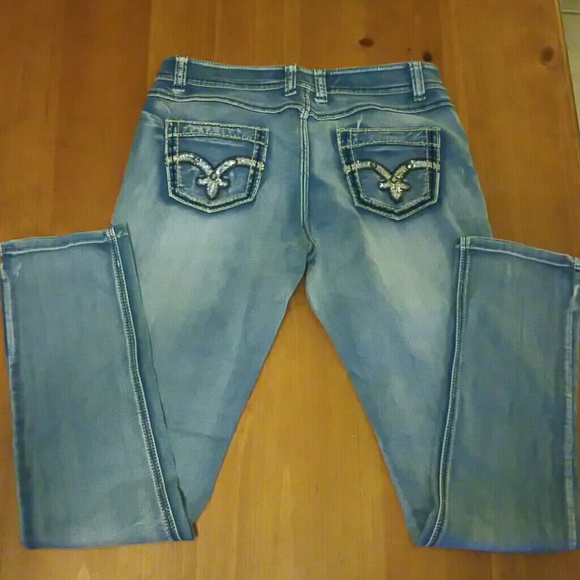 Bamboo Skinny Jeans Acid Wash with Sequin Detail