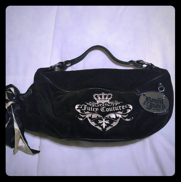 Juicy Couture Black Velour Shoulder Bag