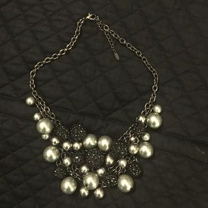Black sequin and silver ball necklace