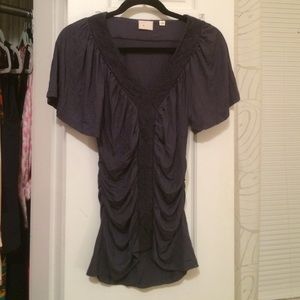 Anthropologie Fitted Navy Top with Detail