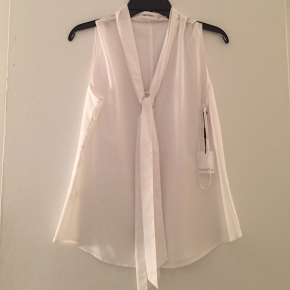 Calvin Klein white "silk" blouse tank