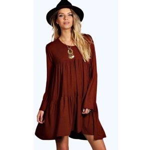 Boohoo tiered baby doll smock dress