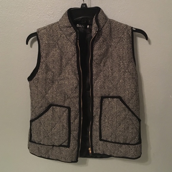 Black and white herringbone vest