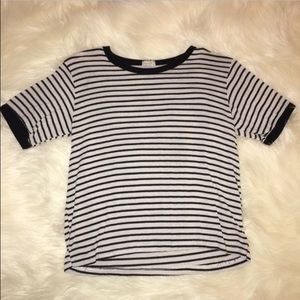 Brandy Melville white and black striped ringer tee